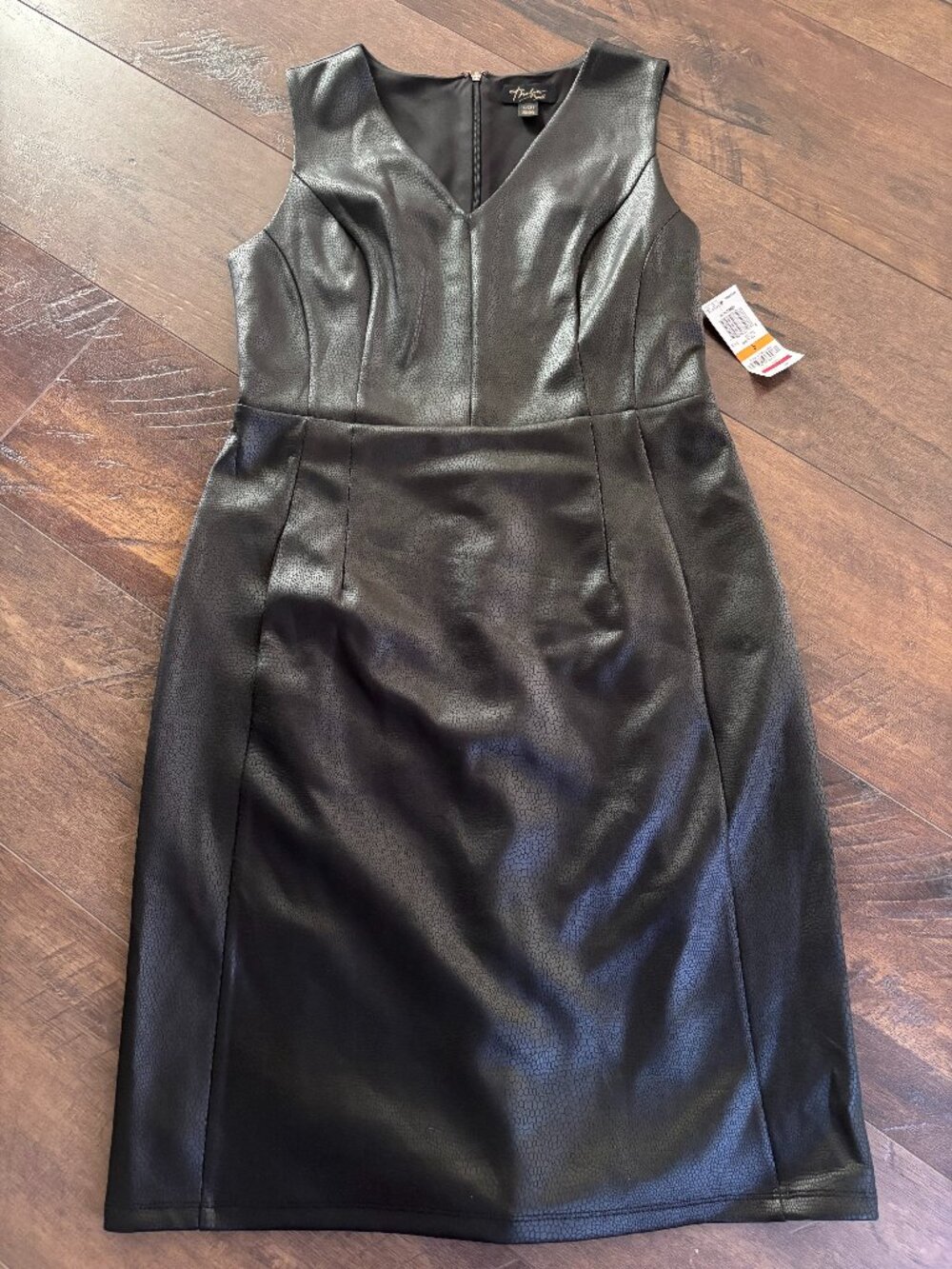 NWT faux leather fitted dress